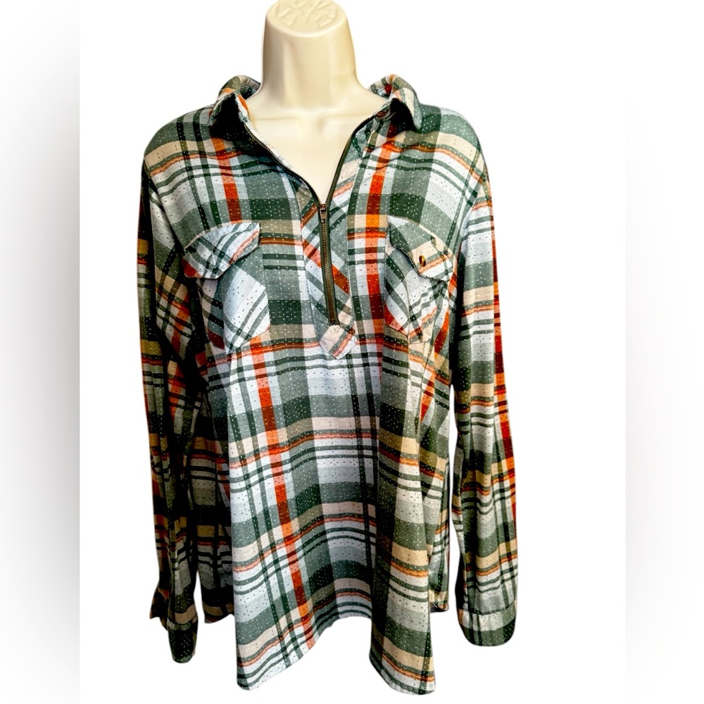 BUCKLE MODISH REBEL Plaid Quarter-zip Long Sleeve Top